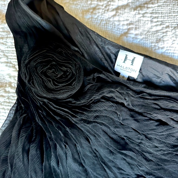 Blue silk one-shoulder Halston Heritage dress - Picture 1 of 4